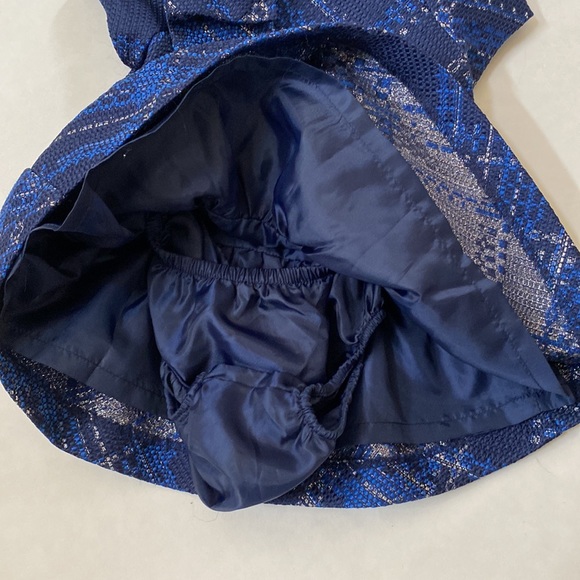 NWOT Janie and Jack Navy Blue Striped Design Dress - Size 3-6 Mos - Picture 4 of 7